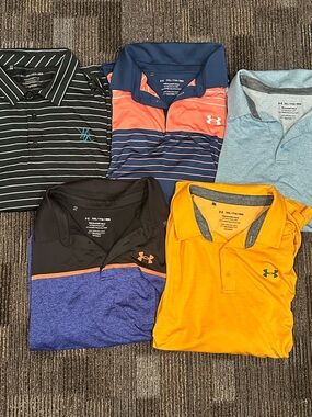Lot Of 5 Under Armour ⛳️ Golf Playoff Polos Mens 2XL Performance Stretch
